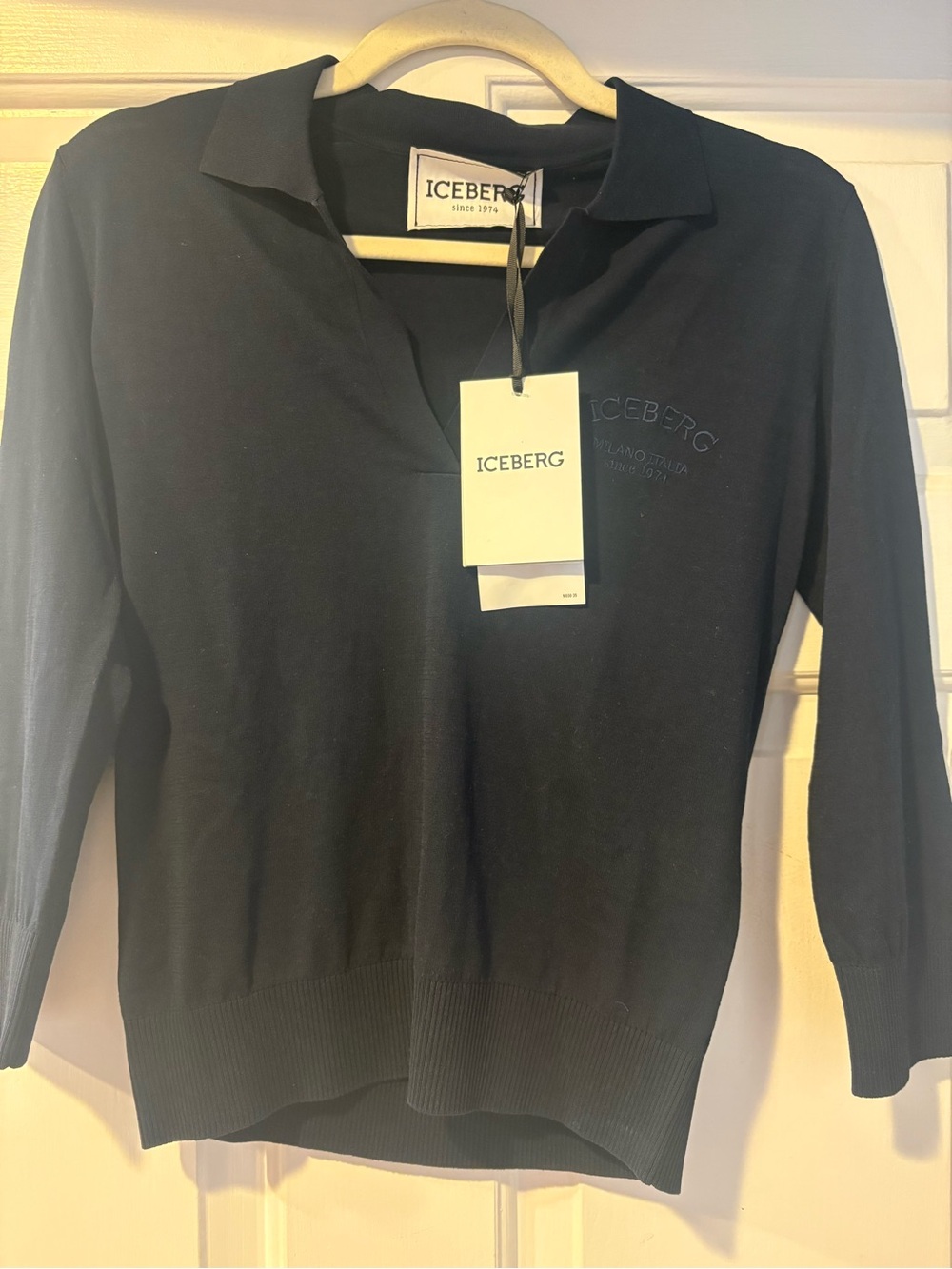Iceberg cotton/silk blue polo sweater size XS NWT